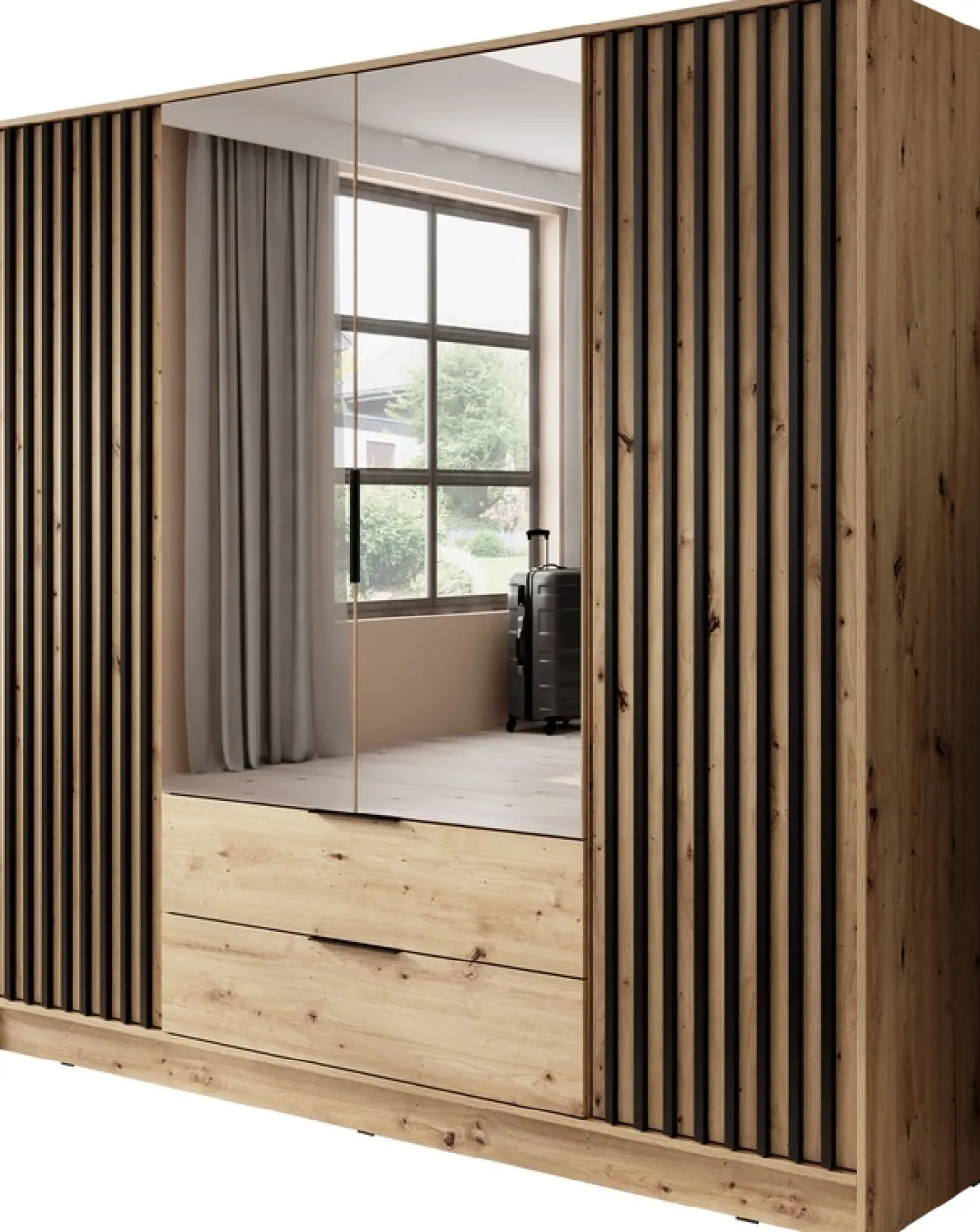 Meble Młodzieżowe|Zestawy Mebli Do Przedpokoju>PIASKI Szafa z lustrem dąb artisan KELLY