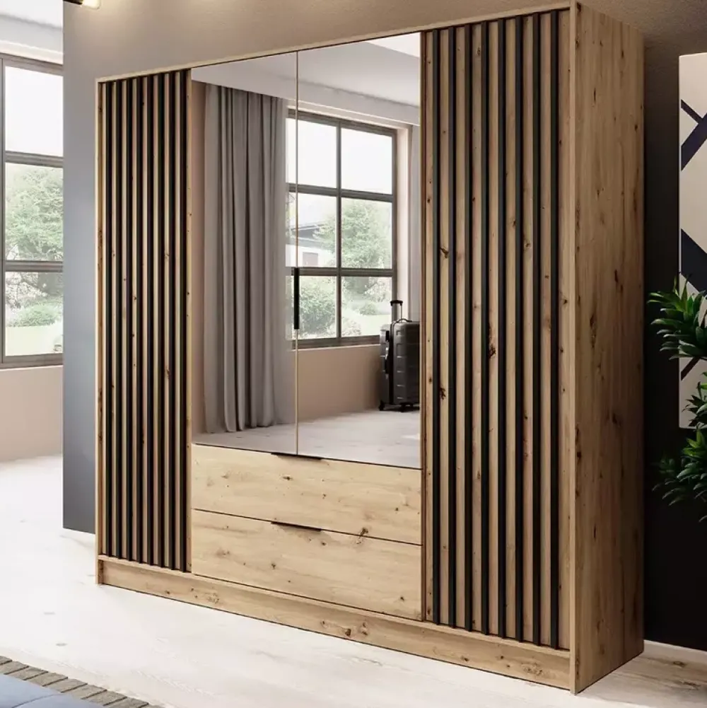 Meble Młodzieżowe|Zestawy Mebli Do Przedpokoju>PIASKI Szafa z lustrem dąb artisan KELLY