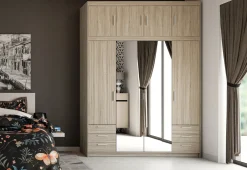 Meble Dla Dzieci|Zestawy Mebli Do Przedpokoju></noscript>Lempert Szafa z lustrem do garderoby 176 cm i nadstawka KUBA dąb sonoma