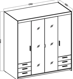Meble Dla Dzieci|Zestawy Mebli Do Przedpokoju></noscript>Lempert Szafa z lustrem do garderoby 176 cm i nadstawka KUBA biały