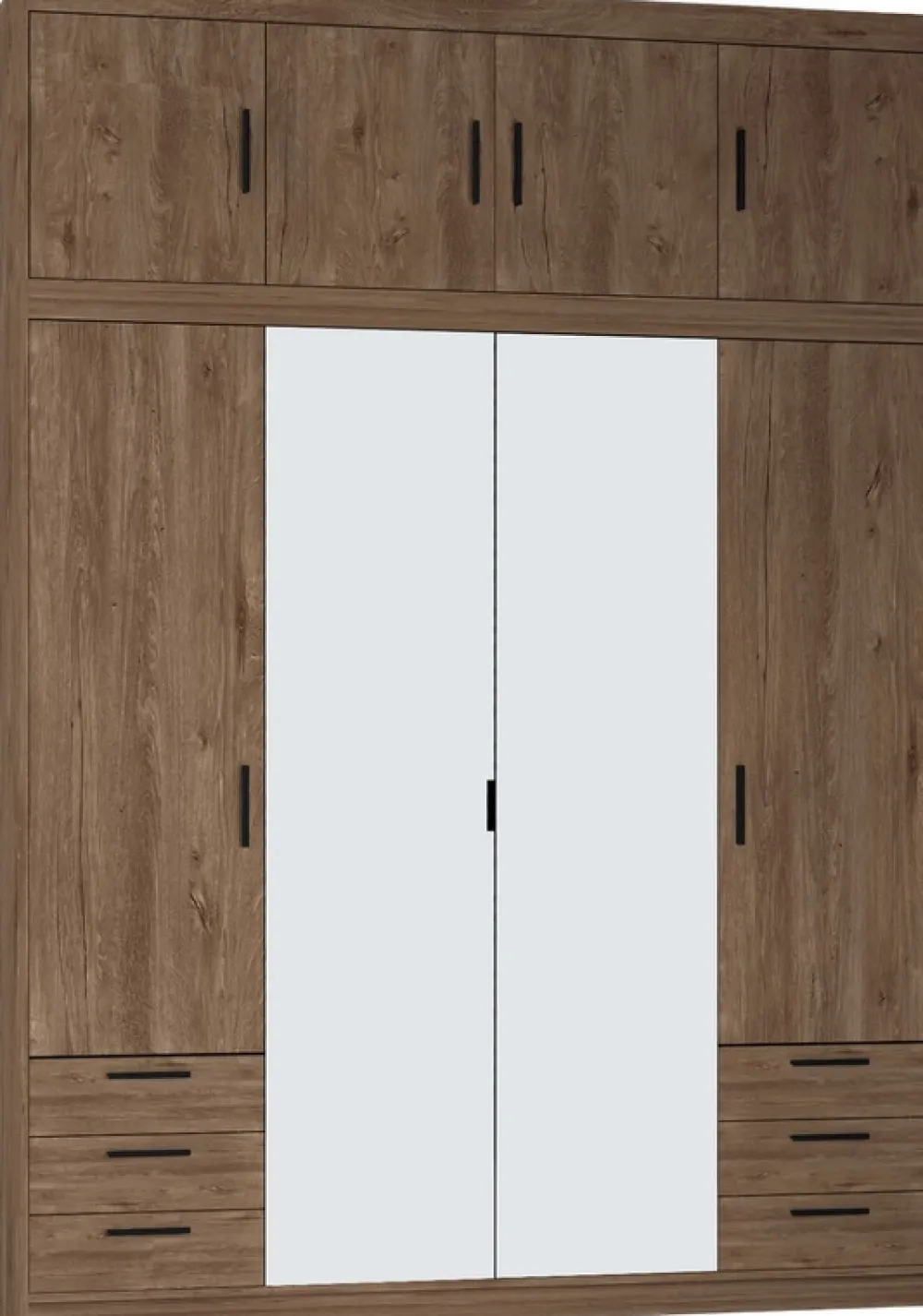 Meble Dla Dzieci|Zestawy Mebli Do Przedpokoju>Lempert Szafa z lustrem do garderoby 176 cm i nadstawka KUBA dąb lefkas