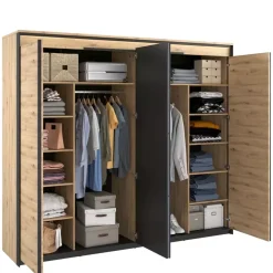 Zestawy Mebli Do Sypialni|Zestawy Mebli Do Przedpokoju>lenart. Szafa z lustrem do sypialni 250 cm QUANT dąb artisan loft