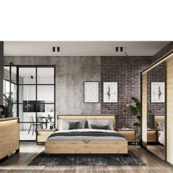 Zestawy Mebli Do Sypialni|Zestawy Mebli Do Przedpokoju></noscript>lenart. Szafa z lustrem do sypialni 250 cm QUANT dąb artisan loft