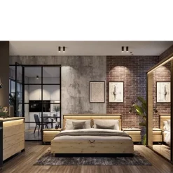 Zestawy Mebli Do Sypialni|Zestawy Mebli Do Przedpokoju></noscript>lenart. Szafa z lustrem do sypialni 250 cm QUANT dąb artisan loft