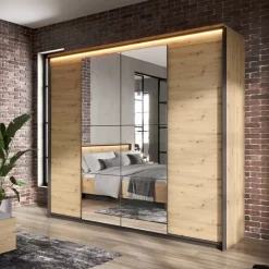 Zestawy Mebli Do Sypialni|Zestawy Mebli Do Przedpokoju></noscript>lenart. Szafa z lustrem do sypialni 250 cm QUANT dąb artisan loft