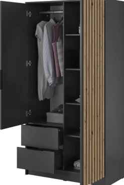 Meble Młodzieżowe|Zestawy Mebli Do Przedpokoju>PIASKI Szafa z lustrem grafit KELLY
