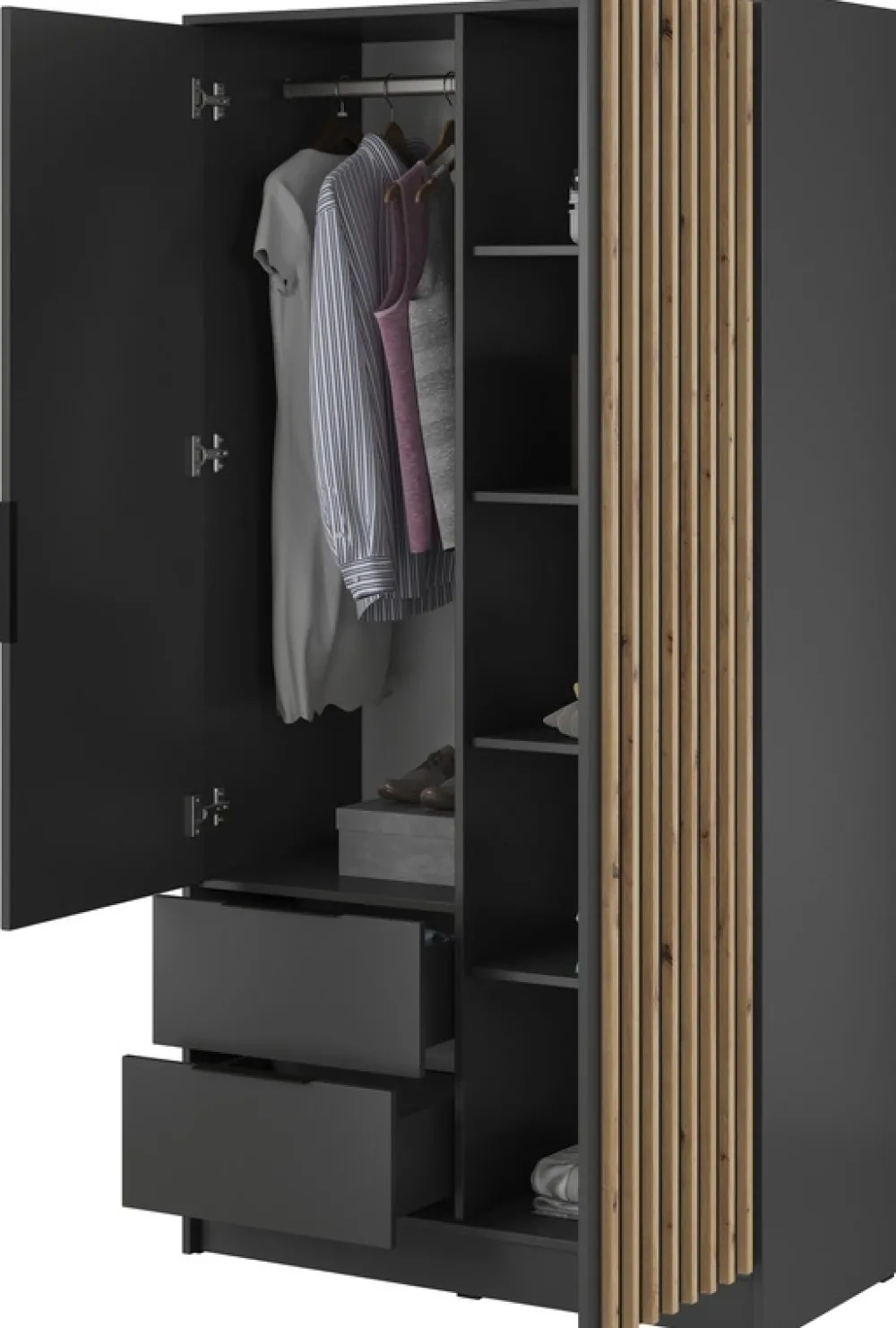 Meble Młodzieżowe|Zestawy Mebli Do Przedpokoju>PIASKI Szafa z lustrem grafit KELLY