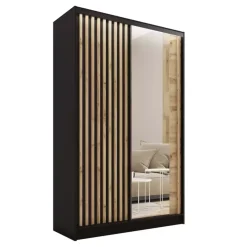 Szafy Trzydrzwiowe|Szafy Do Przedpokoju>BROMARKT Szafa z lustrem i drzwiami lamelowymi 120 cm LAMEL 3D