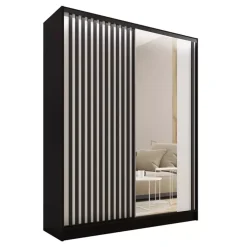 Zestawy Mebli Do Przedpokoju|Szafy Trzydrzwiowe>BROMARKT Szafa z lustrem i lamelami 150 cm LAMEL 3D