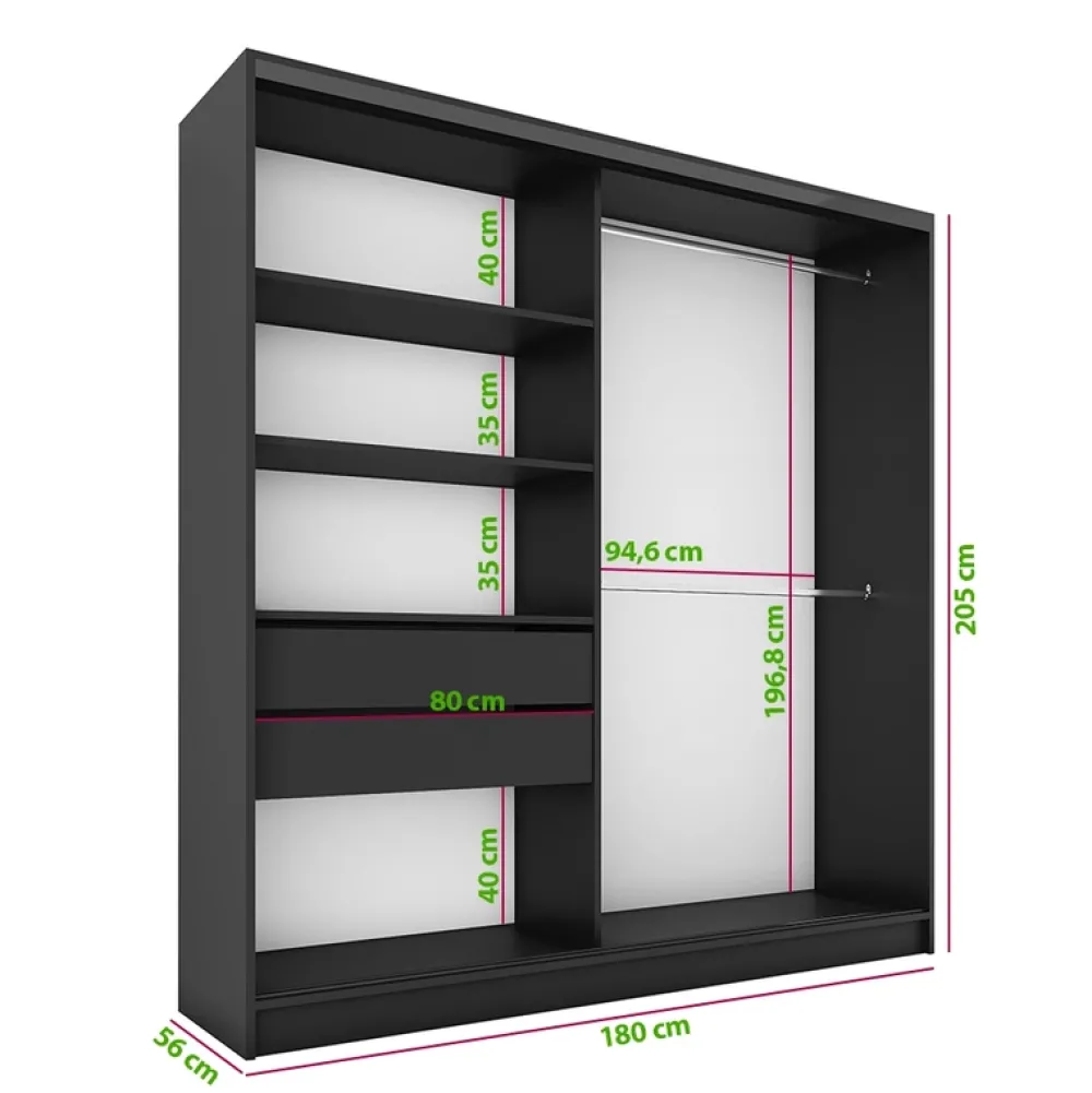 Zestawy Mebli Do Przedpokoju|Szafy Trzydrzwiowe>BROMARKT Szafa z lustrem i lamelowymi drzwiami 180 cm LAMEL 3D