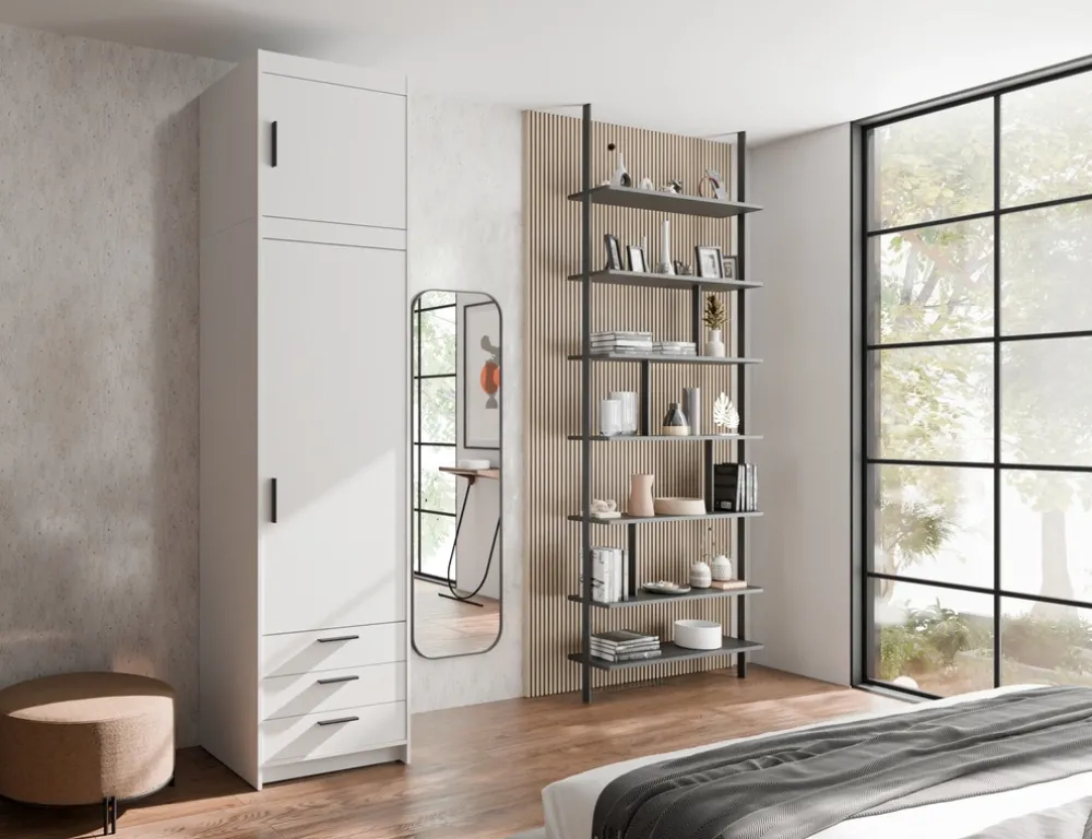 Zestawy Mebli Do Przedpokoju|Szafy Modułowe>Lempert Szafa z nadstawką biała 60 cm z półkami i szufladami KUBA biały