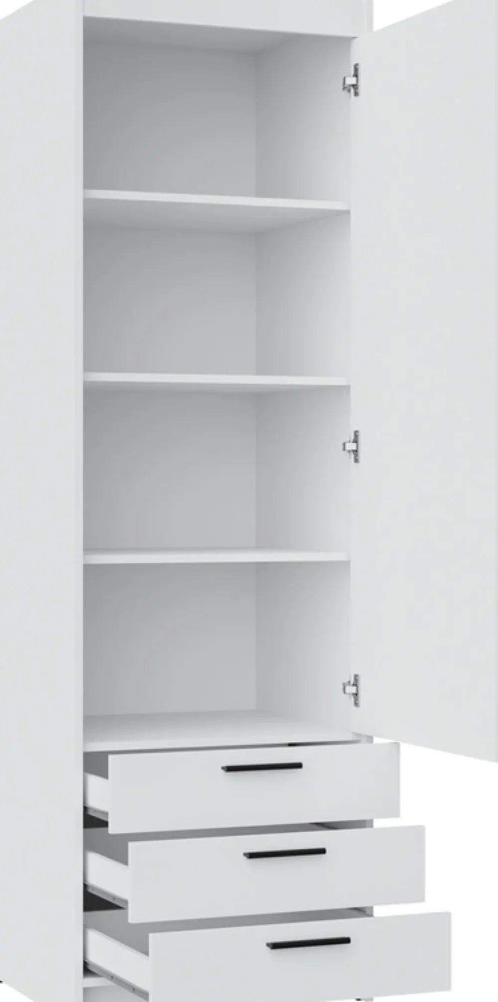 Zestawy Mebli Do Przedpokoju|Szafy Modułowe>Lempert Szafa z nadstawką biała 60 cm z półkami i szufladami KUBA biały
