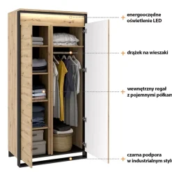 Meble Młodzieżowe|Zestawy Mebli Do Salonu></noscript>lenart. Szafa z półkami do salonu QUANT dąb artisan loft