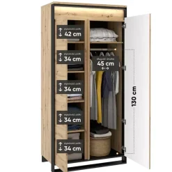 Meble Młodzieżowe|Zestawy Mebli Do Salonu></noscript>lenart. Szafa z półkami do salonu QUANT dąb artisan loft