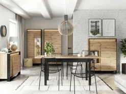 Meble Młodzieżowe|Zestawy Mebli Do Salonu></noscript>lenart. Szafa z półkami do salonu QUANT dąb artisan loft