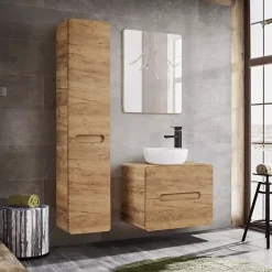 Meble Łazienkowe|Szafki Łazienkowe></noscript>COMAD Szafka łazienkowa wisząca z koszem craft AURELIO dąb craft złoty