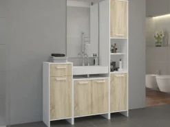 Meble Łazienkowe|Szafki Łazienkowe>Lempert Szafka łazienkowa z drzwiami i szufladą 34 cm MORENA dąb sonoma