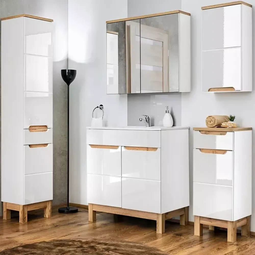 Meble Łazienkowe|Szafki Łazienkowe>COMAD Szafka do łazienki z lustrem 80 cm BARIO