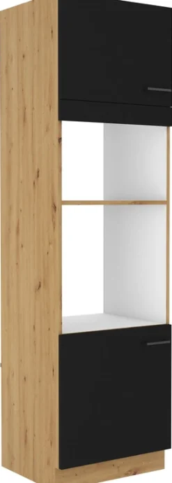 Meble Kuchenne>Lempert Szafka kuchenna pod zabudowę piekarnika i mikrofali 60 cm artisan czarny MILANO