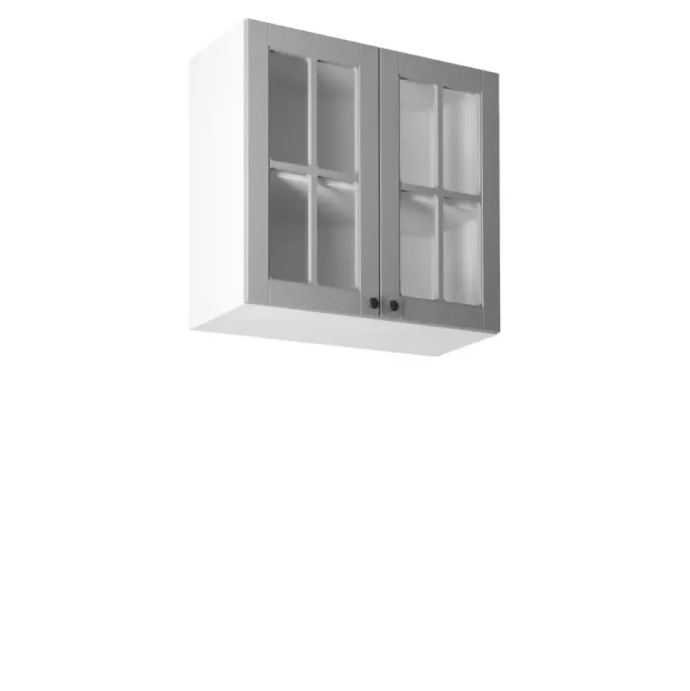 Meble Kuchenne>GAŁA MEBLE Szafka kuchenna wisząca przeszklona 80 cm szara LATERANI