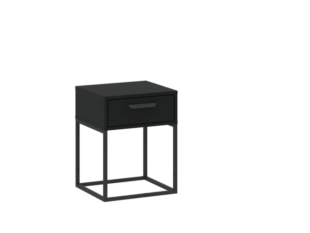 Szafki Nocne>INTER MEBLE Szafka nocna czarna COTTA do sypialni z szufladą czarny