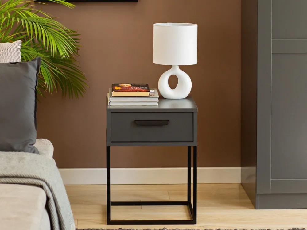 Szafki Nocne>INTER MEBLE Szafka nocna czarna COTTA do sypialni z szufladą czarny