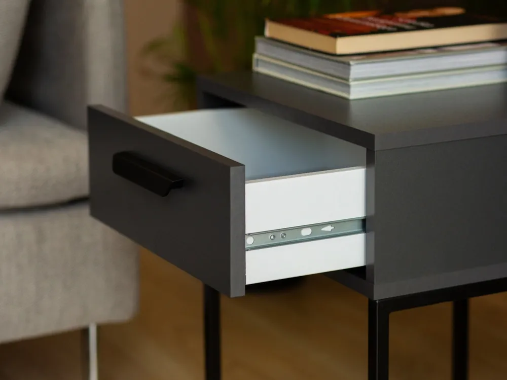 Szafki Nocne>INTER MEBLE Szafka nocna czarna COTTA do sypialni z szufladą czarny