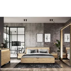 Meble Młodzieżowe|Zestawy Mebli Do Sypialni></noscript>lenart. Szafka nocna do sypialni loft QUANT dąb artisan