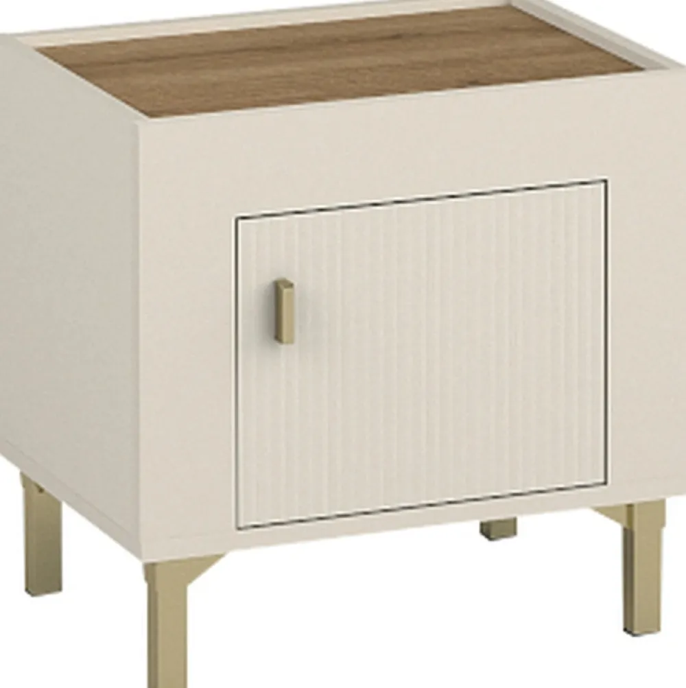 Zestawy Mebli Do Sypialni|Szafki Nocne>DOLMAR Szafka nocna do sypialni 48 cm z drzwiami MISTY cashmere kaszmir