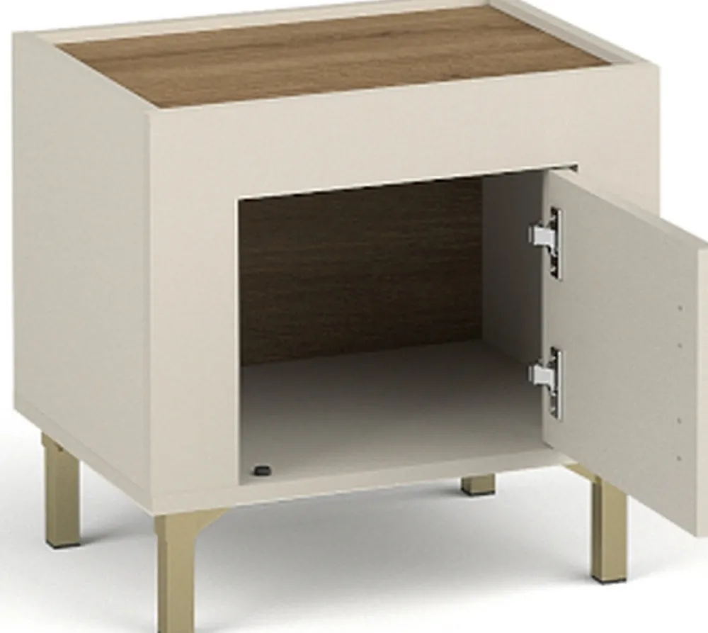 Zestawy Mebli Do Sypialni|Szafki Nocne>DOLMAR Szafka nocna do sypialni 48 cm z drzwiami MISTY cashmere kaszmir