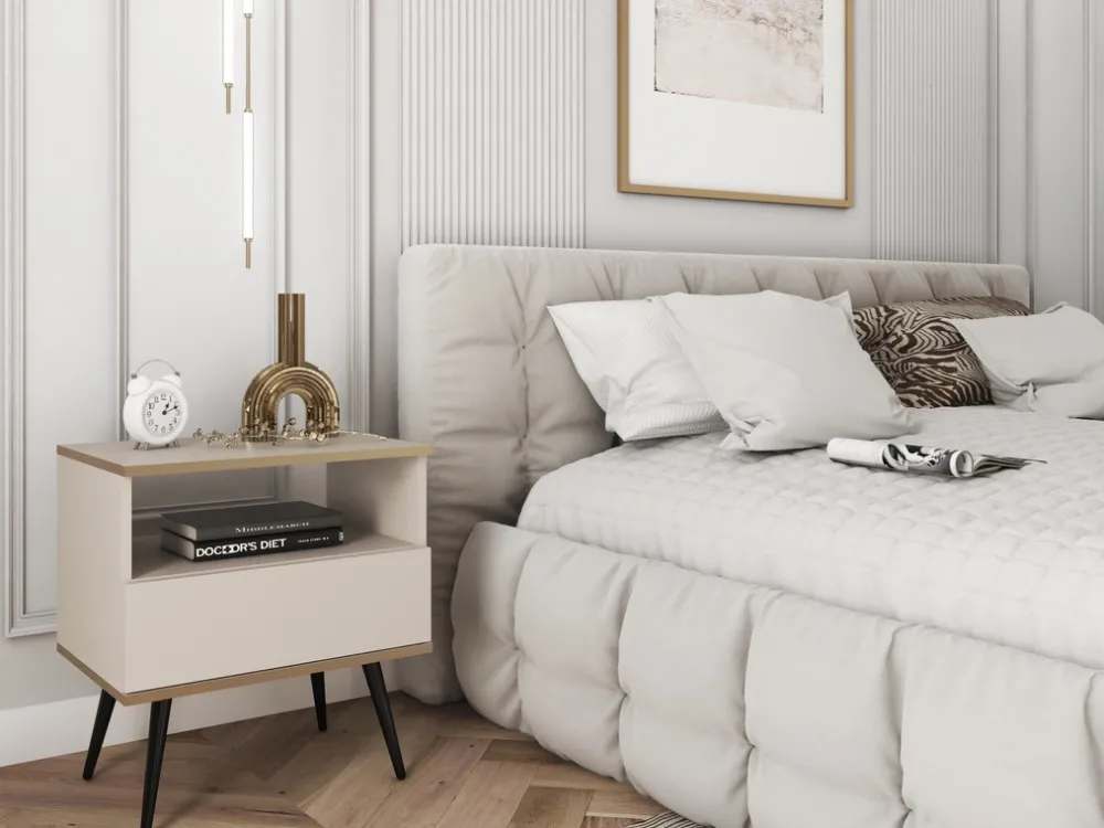 Szafki Nocne>PIASKI Szafka nocna z szufladą 54 cm ORVIETO beż