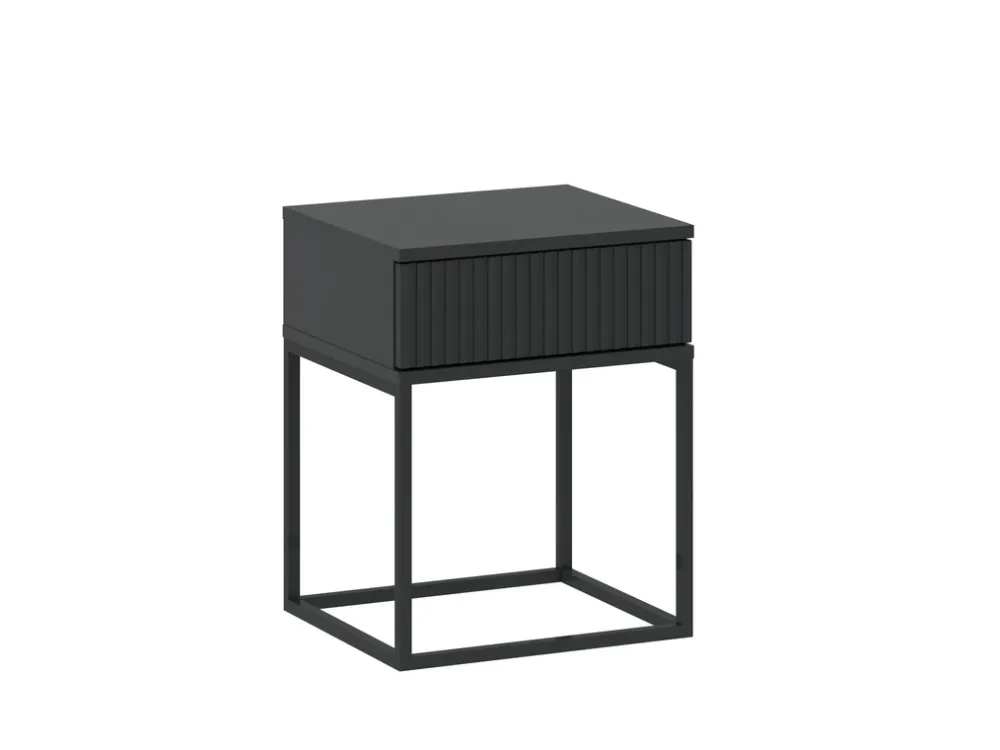 Szafki Nocne>INTER MEBLE Szafka nocna z szufladą push to open COTTA czarny
