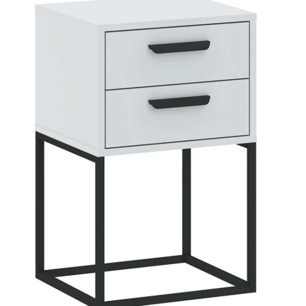 Szafki Nocne>INTER MEBLE Szafka nocna z szufladami z uchwytem COTTA biały