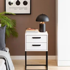 Szafki Nocne>INTER MEBLE Szafka nocna z szufladami z uchwytem COTTA biały