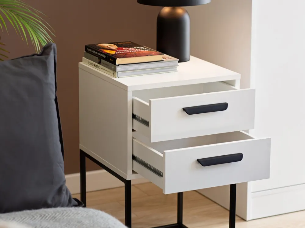 Szafki Nocne>INTER MEBLE Szafka nocna z szufladami z uchwytem COTTA biały