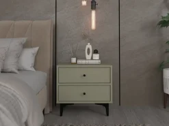 Zestawy Mebli Do Salonu|Szafki Nocne>Lempert Szafka nocna z szufladami na metalowych nóżkach 52 cm TOKEN eukaliptus