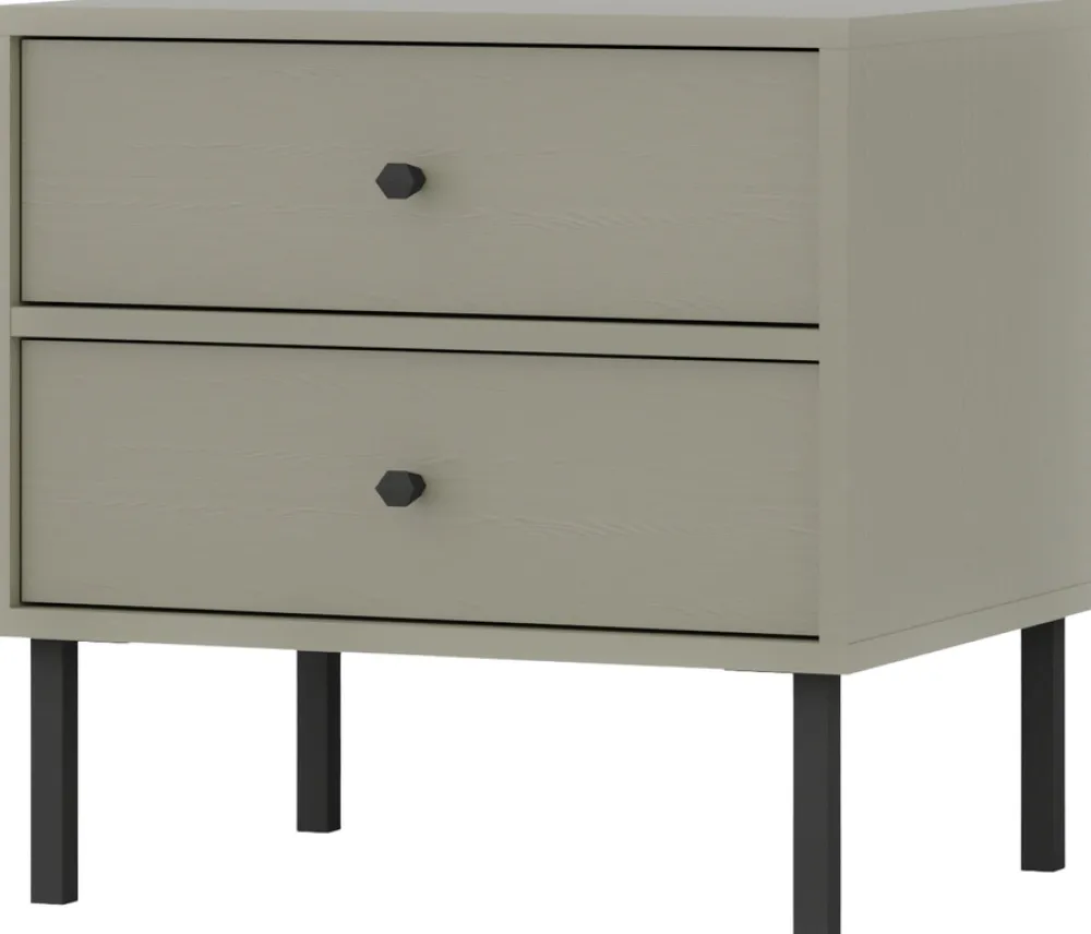 Zestawy Mebli Do Salonu|Szafki Nocne>Lempert Szafka nocna z szufladami na metalowych nóżkach 52 cm TOKEN eukaliptus