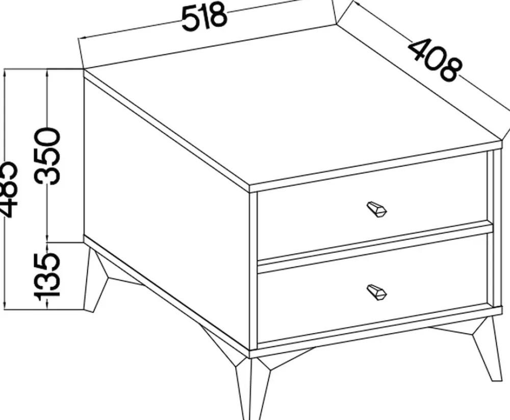 Zestawy Mebli Do Salonu|Szafki Nocne>Lempert Szafka nocna z szufladami na metalowych nóżkach 52 cm TOKEN eukaliptus