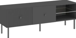Szafki Rtv>INTER MEBLE Szafka pod telewizor 135 cm do salonu VALTEO czarna czarny