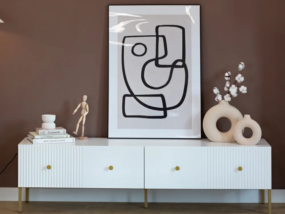 Szafki Rtv>INTER MEBLE Szafka pod telewizor 180 cm do salonu VALTEO biały