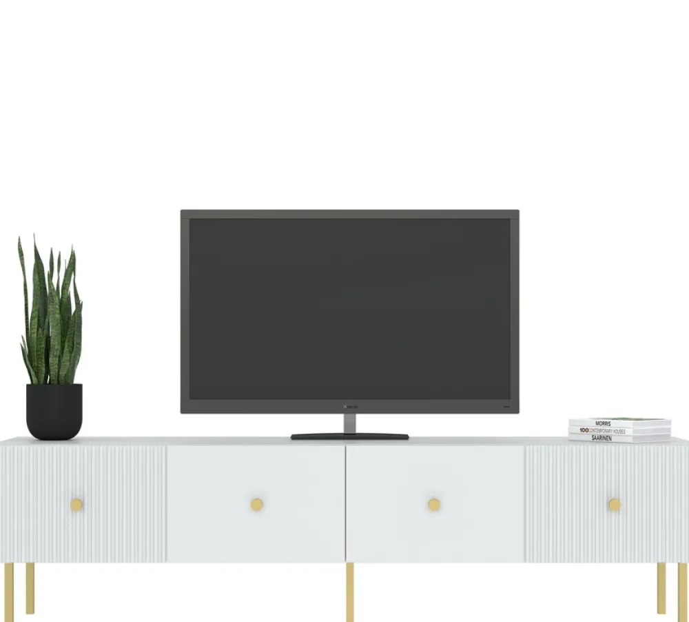 Szafki Rtv>INTER MEBLE Szafka pod telewizor 180 cm do salonu VALTEO biały