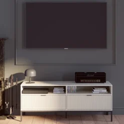 Szafki Rtv>INTER MEBLE Szafka pod telewizor 150 cm z szufladami i półkami ORIANA kaszmir