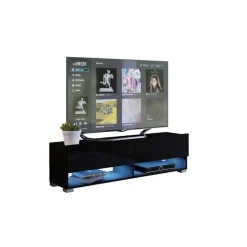 Zestawy Mebli Do Salonu|Szafki Rtv></noscript>BROMARKT Szafka pod telewizor połysk 140 cm QUAD czarny