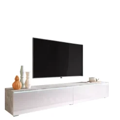 Szafki Rtv></noscript>BRATEX Szafka pod tv beton biały połysk 180 cm BROMI