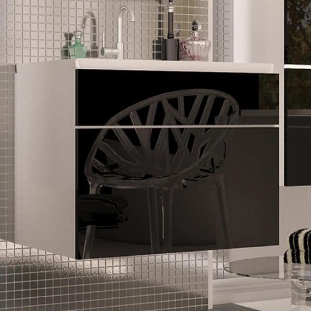 Meble Łazienkowe|Szafki Pod Umywalkę>Lempert Szafka pod umywalkę czarny połysk PARIS