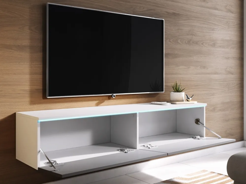 Szafki Rtv>BRATEX Szafka RTV 140 cm FAVIO biało szara pod telewizor