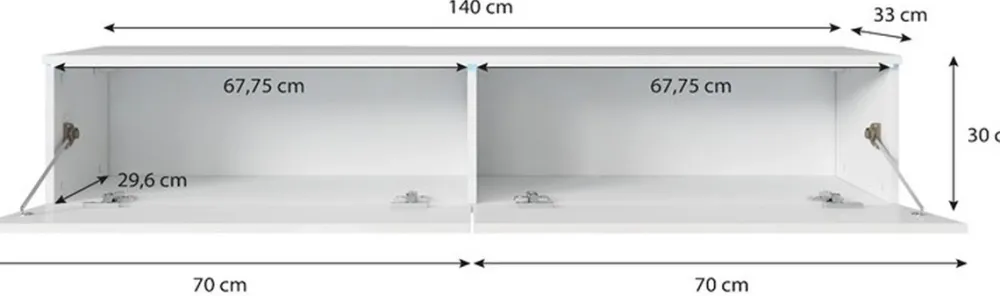 Szafki Rtv>BRATEX Szafka RTV 140 cm FAVIO biało szara pod telewizor