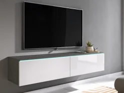 Szafki Rtv>BRATEX Szafka RTV 140 cm FAVIO biały połysk pod telewizor