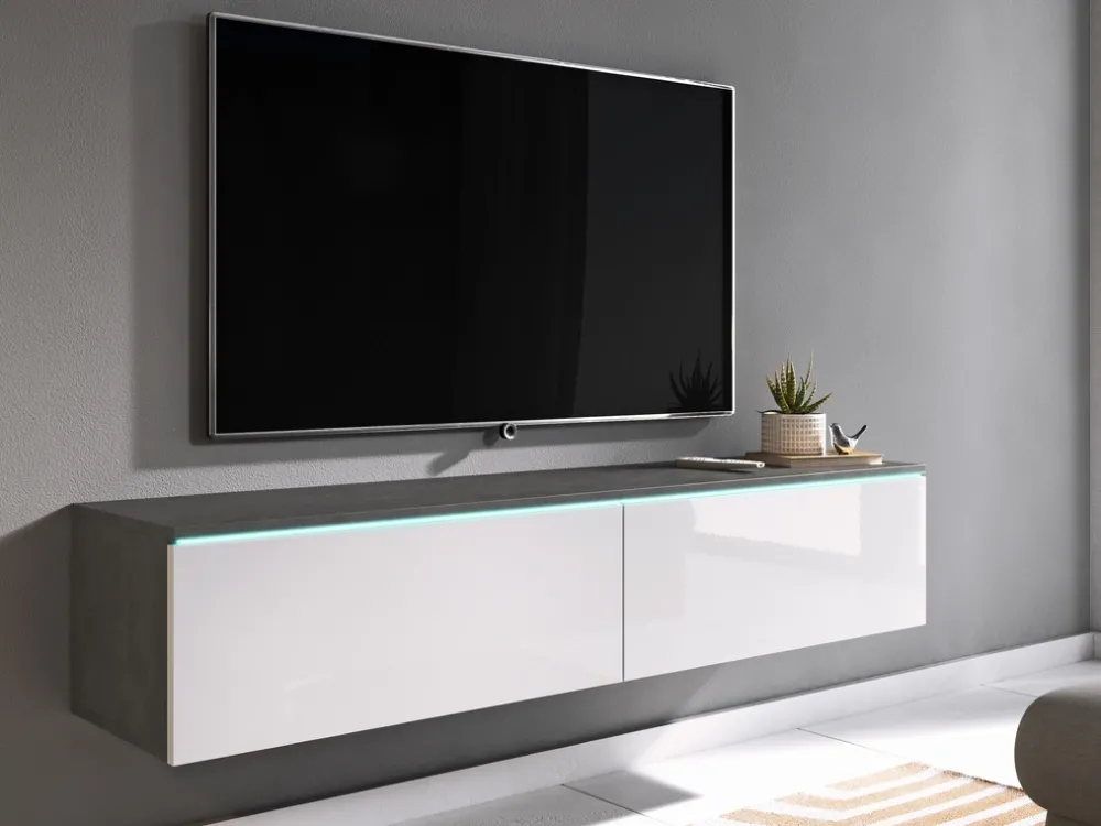 Szafki Rtv>BRATEX Szafka RTV 140 cm FAVIO biały połysk pod telewizor