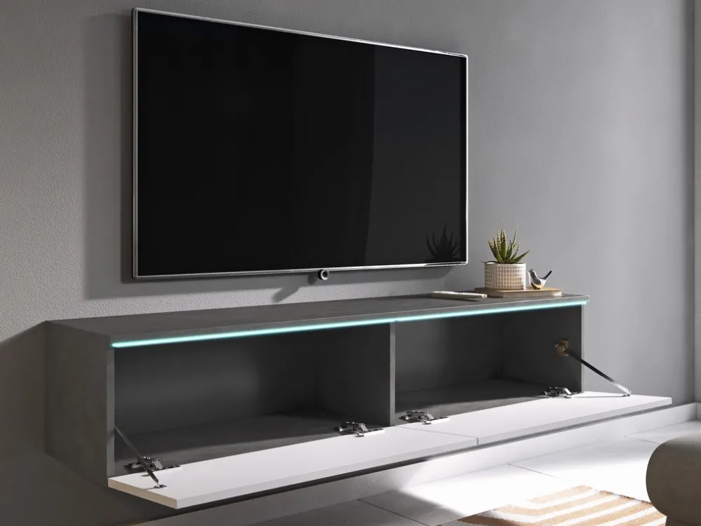 Szafki Rtv>BRATEX Szafka RTV 140 cm FAVIO biały połysk pod telewizor